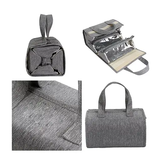 Fashionable Portable Mens Dopp Kit Foldable Rolling Makeup Case